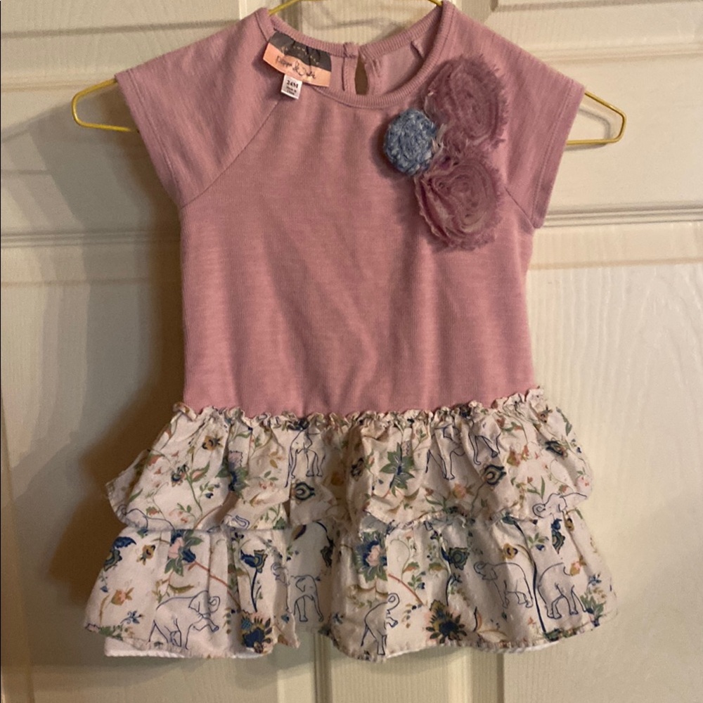 Pastourelle Pink Floral Ruffle Blouse